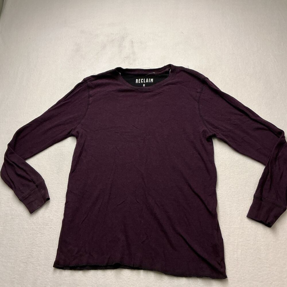 Reclaim Shirt Mens Sz M, Red,Thermal Long Sleeve Cotton Contrast Stitching, 4054